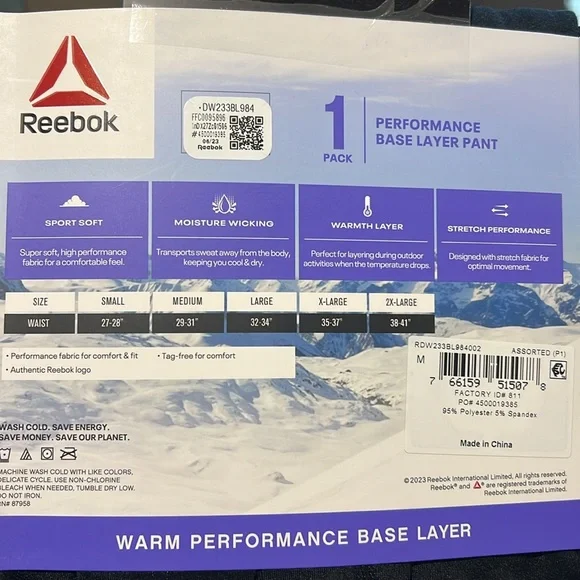 Reebok Women's Base Layer Pant, 1 Pack, Size S-2XL - Picture 6 of 8